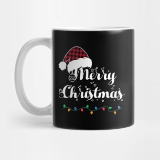 Merry Christmas Lights Buffalo Red Plaid Santa Hat Xmas Holiday Mug